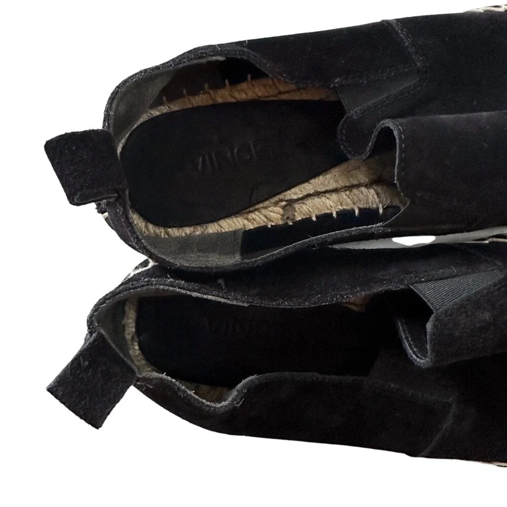 Vince Tucker Suede Black Espadrille Flats‎ Shoes Womens Jute Slip On - 6M